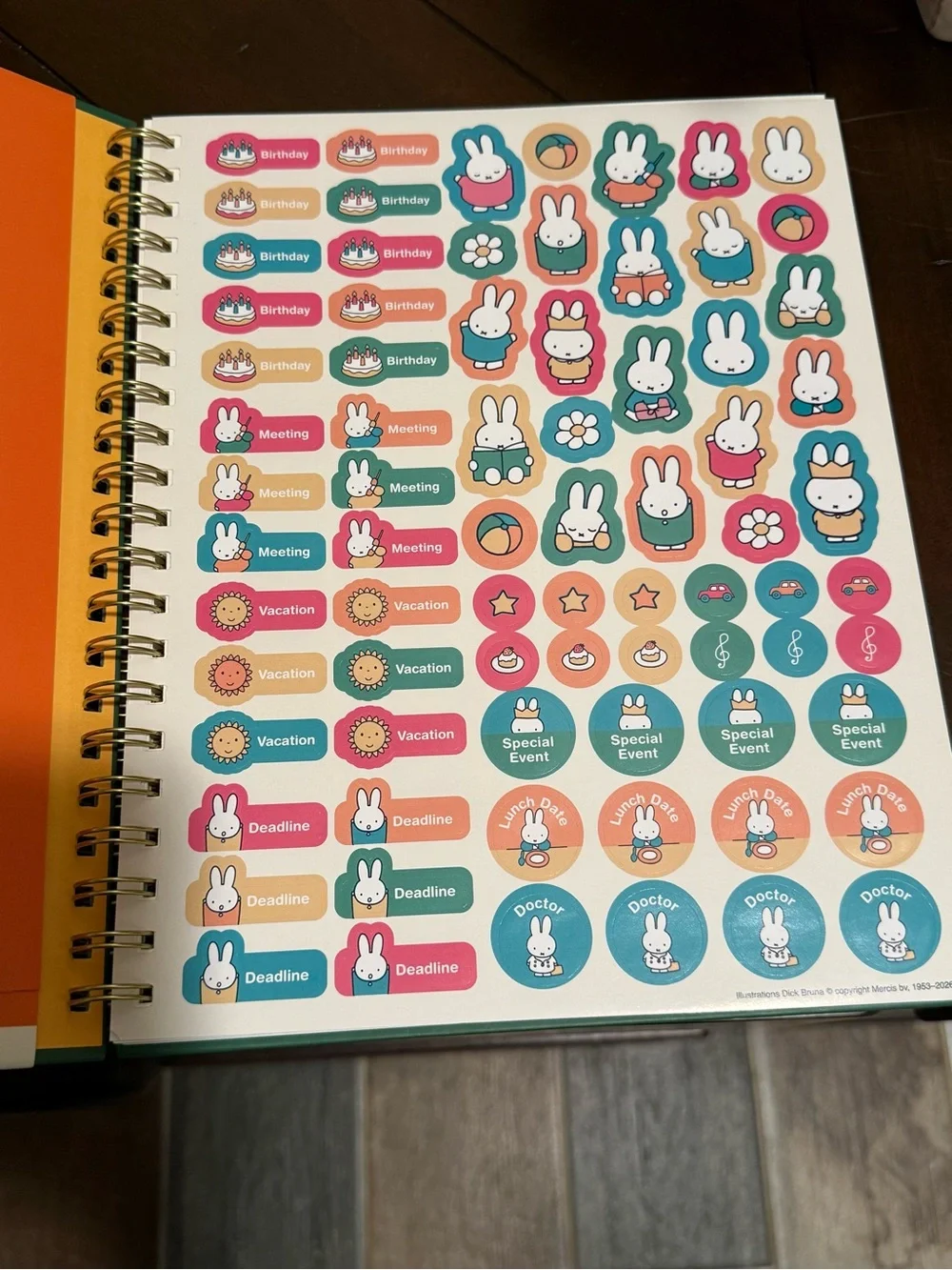 miffy Green Floral 17-month Weekly Spiral Planner: Aug 2026 - Dec 2027 NWT